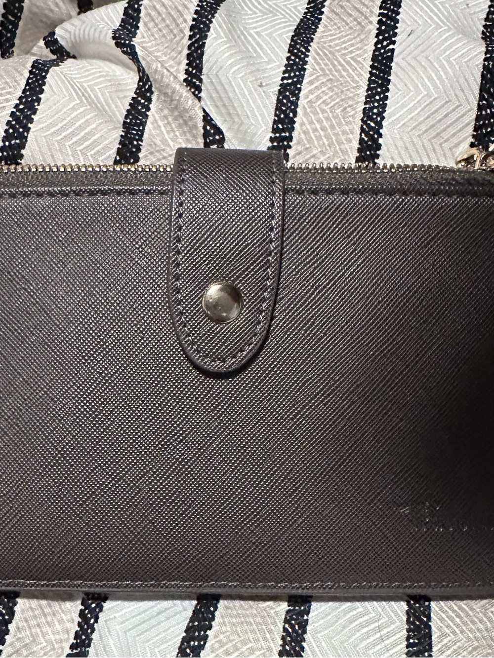 Women's Textured Black Crossbody Bag with Snap Closure